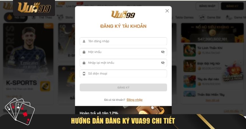 Hướng Dẫn Đăng Ký VUA99 – Bắt Đầu Hành Trình Cá Cược Đẳng Cấp Chỉ Trong 1 Phút 2 Hướng dẫn đăng ký VUA99 ngắn gọn và chi tiết
