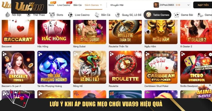 Lưu ý khi áp dụng mẹo chơi VUA99 hiệu quả